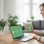 DONNA AL LAPTOP CHE ESEGUE UNA STRONG AUTENTICATION SERENAMENTE